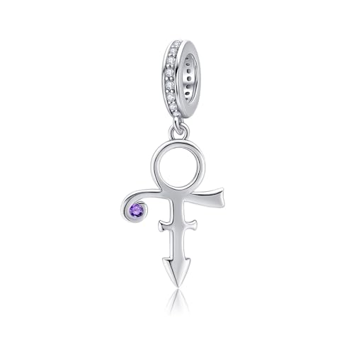 Prince Symbol Charm Sterling Silver Prince Charm for Bracelet Jewelry Gifts for Princes Fans Silver Balck