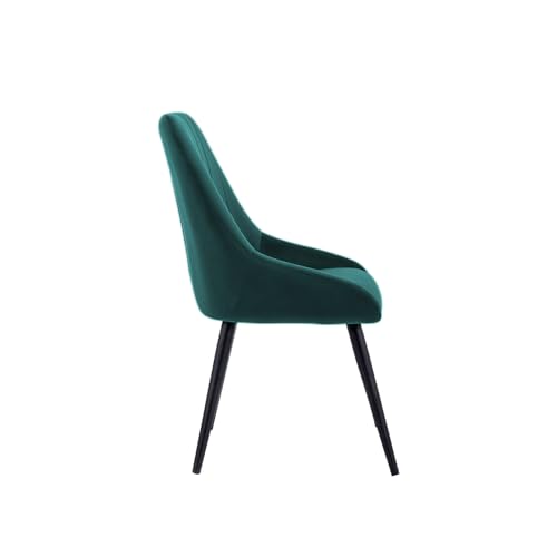 Image of Finch Fox Morris Velvet Dining Chair for Living Room, Bedroom, Home Office with Black Metal Legs in Teal Blue Color (Set of 6)
