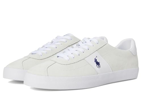 Polo Ralph Lauren, Men, Court Vulc Leather-Suede Sneaker, Bianco, 10, Medium