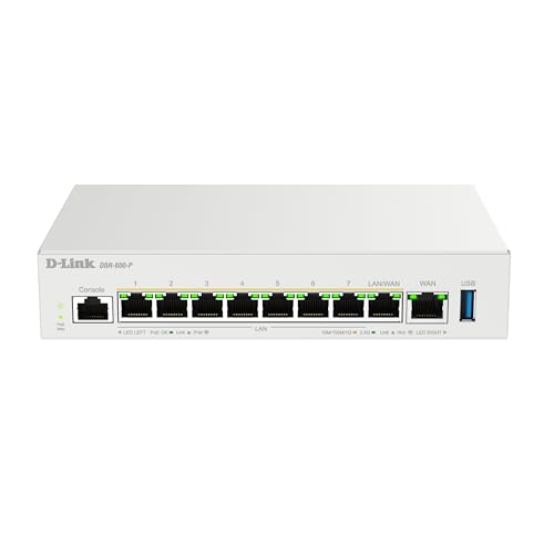 Image of D-Link Guardian 600 PoE Multi-Gig Business Router (DBR-600-P), Premium Router with Multi-WAN Failover, SPI Firewall, 8X 2.5GbE PoE+ LAN, VPN