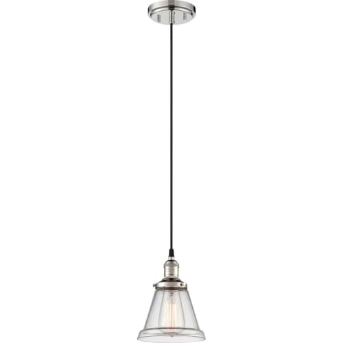 Image of Nuvo Lighting 60 /5404 Vintage Incandescent One Light Pendant Cone Clear Glass Polished Nickel
