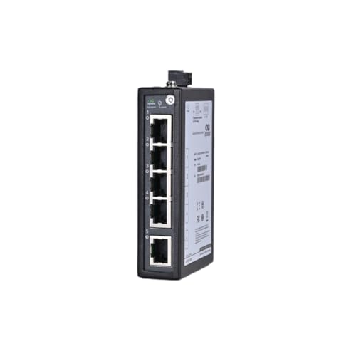 InHand Networks ISE2005D Switch Ethernet Industrial 5 Puertos 10/100 Mbps, Conmutador de Red No Gestionable para Carril DIN, Ultracompacto,  40°C a +75°C, Certificado CE/UL (Bornera Incluida)