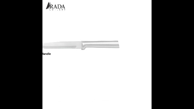 RADA Cutlery Stubby Butcher Knife (R106), 5.38" Stainless Steel Hollow Ground Blade, Made in USA, Silver Handle