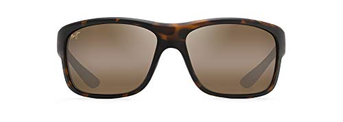 Maui Jim Men's Southern Cross Polarized Wrap Sunglasses, Matte Tortoise Rubber/HCL® Bronze, Large