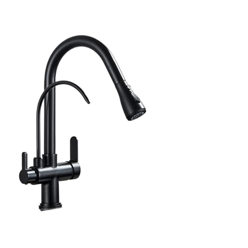 Mitigeur cuisine eau potable filtrée avec douchette extractible en noir mat