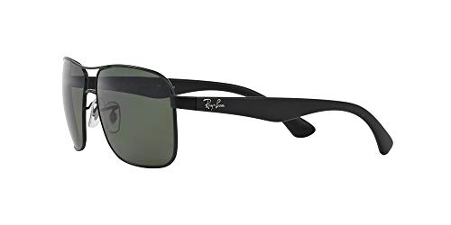 Ray-Ban Men's Rb3516 Metal Square Sunglasses, Matte Black/Green Polarized, 59 Mm #TOP2