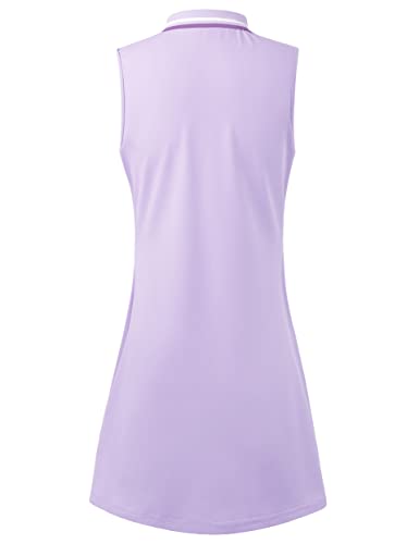 Freeye Summer 2022 Tennis Golf Polo Dress Inner Shorts With Pocket For Women,Sleeveless Workout Athletic Exercise Trendy Girl Casual Tee T-Shirt Tank Top Dress Running Hiking Sport-Wear Purple X-Large #TOP2