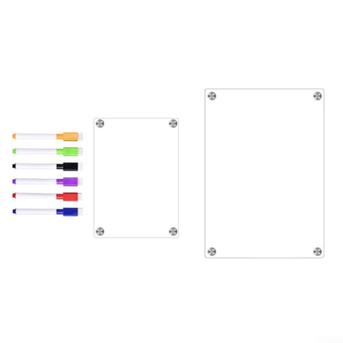 Pizarra magnética de acrílico transparente para planificar mensajes, pizarra borrable, para frigoríficos, apta para la mayoría de frigoríficos (A3+A4)