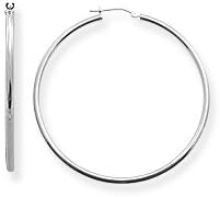 14k White Gold Hoop Earrings (1.18" Diameter), Medium to Large Size, HYPOALLERGENIC