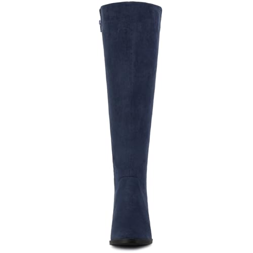 Allegra K Women's Side Zipper Chunky Heels Knee High Boots3