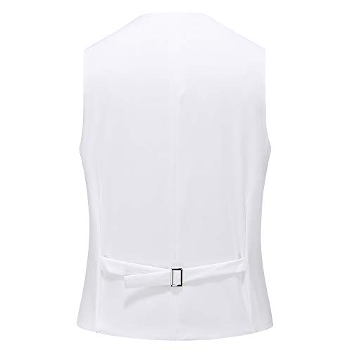 UNINUKOO Mens Suit Vest Slim Fit Formal Dress Casual Waistcoat Four Buttons Tuxedo Suit Vest US Size 40 White2