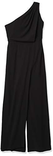 HALSTON Women's Asymmetric Draped Jumpsuit, Black, 8