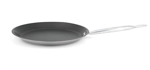 METRO Professional Poêle à crêpes en acier inoxydable Ø 28 cm Revêtement pour plaques à induction, passe au lave-vaisselle, poêles à crêpes de four,...