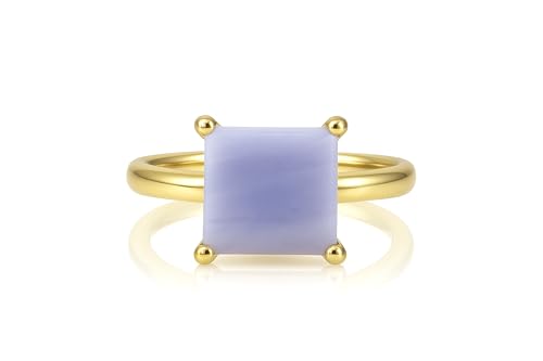 Bague agate en dentelle bleue et or 14k : bijou artisanal d'exception