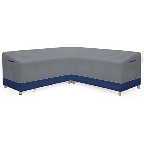 Patio Sectional Sofa Cover, Waterproof Outdoor V-Shaped Sectional Cover,Heavy Duty Garden Furniture Cover With 600 D,Air Vent,100" L X 100" D X 31" H #TOP1
