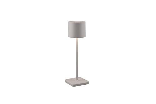 lightling LED Tischlampe Fernando, Akku Design Tischleuchte aufladbar via USB-C, kabellose Leuchte Indoor & Oudoor IP54, per Touch stufenlos dimmbar, 13 x 38 cm, Kunststoff, 1W, ultimate grau matt