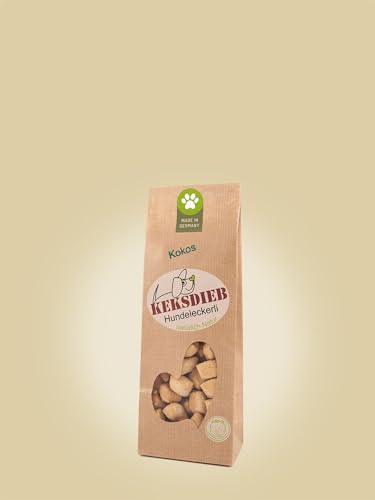 Keksdieb Buttermilch-Kokos-Tropfen | 100 g | Vegetarisches Hundeleckerli | Extra köstliche Geschmacksabwechslung mit Kokos | Mit Bio-Dinkelmehl von Hand gebacken | Weizenfrei
