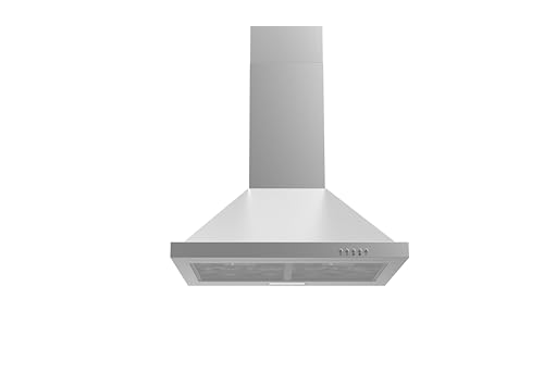 PKM Campana extractora de 6090 V, campana de pared, incluye filtro de carbón, acero inoxidable, 60 cm, iluminación LED, clase energética A++