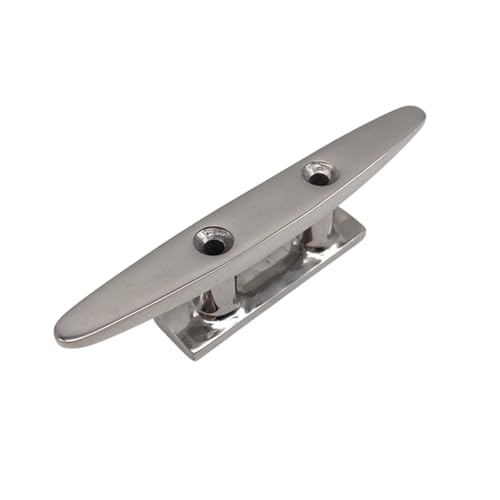 AIMALL Stainless Steel 316 Mooring Horn Cleat Rope Bolt 8 Inch One-Piece Dock Line Post for Yacht Fiberglass Fishing Boat Marine Hardware Mounting Accessories