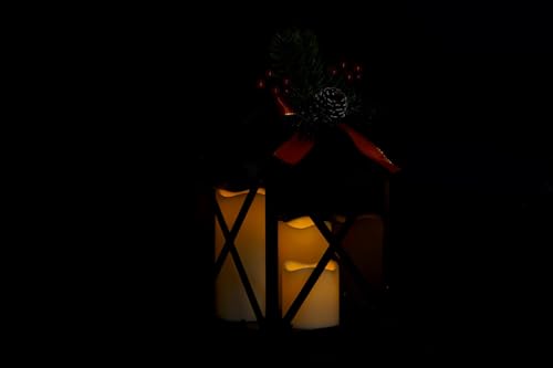 Farola LED 3 bougies avec structure géométrique noire en PP