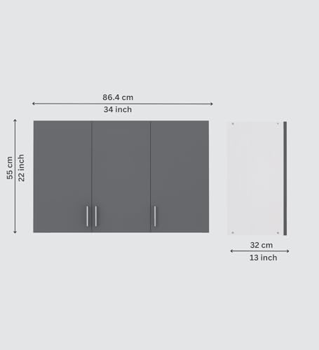 Image of SPECIALITY PANELS 3 Door Modular Wall Mounted Kitchen Cabinet with Adjustable Shelf Space Saving Storage Unit Engineered Wood Cupboard for Kitchen Living Room Organizer Furniture | DIY Assembly