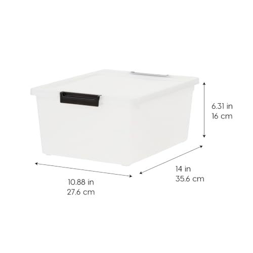 Image of IRIS USA 4-Pack 12 Qt Storage Bins with Lids, Plastic Box, Clear /Black