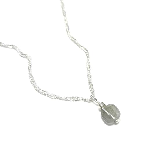 Collier argent 925 et labradorite, pendentif pierre naturelle, chaîne maille femme
