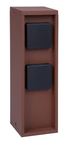 BOLD 19370 Pado presa elettrica esterna da giardino (colonna di alimentazione) con spina a 2 prese in colore ruggine (colonna di alimentazione esterna IP44 | 3680 Watt | angolare | 30 x 9 x 9 cm)