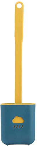 Toilet Brush, Toilet Brush and Container, Soft Silicone Toilet Brush with Quick Dry Container and Long Handle, Wall Mounted and Standing Silicone Toilet Brush Set for Bathroom or Guest Toilet, Blue