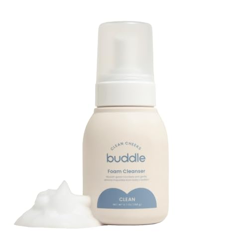 Image of Buddle Clean Cheeks Baby Micellar No-Rinse Foam Cleanser for Diaper Changes, Microbiome Friendly and Gentle for Sensitive Skin, Paraben & Fragrance Free, 6.7oz
