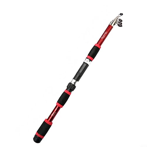 Lot de 9 cannes à pêche télescopiques, canne à pêche portable et canne à lancer longue portée, rouge 2,1 m