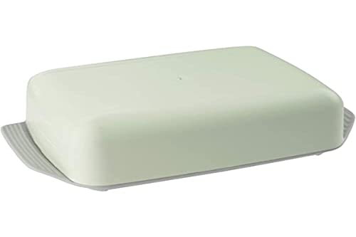 Fackelmann 33005 Beurrier avec couvercle, Boite à beurre, Boite pour beurre, Vert, Gris, Plastique bio, 16x10x5cm