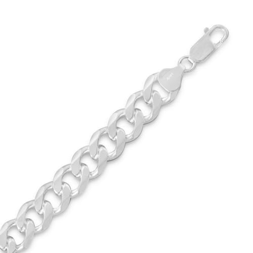 Pulsera de plata de ley biselada con cadena ancha en plata, longitud de 18, 20 y 4,5 mm, 5,5 mm, 6,5 mm, 8 mm, Metal