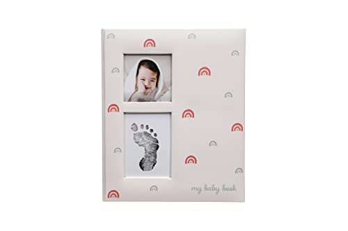 Image of Kate & Milo Babybook and Ink Pad, Gender-Neutral Baby Keepsake, Baby’s First Year Milestone Moment Baby Book, Memory Journal, Rainbow Print