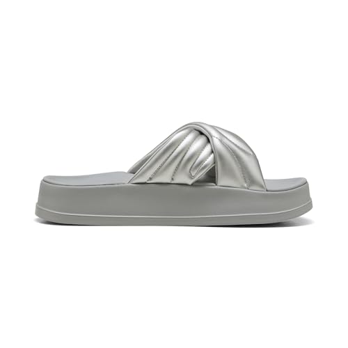 PUMA PUMA Women's LEADCAT PLATFORM Slide Sandal, Puma Aged Silver-Gray Echo, 9