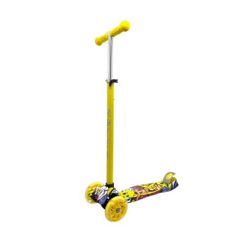 ROFFT Maxi Scooter for Kids Ages 6-12 Lean-to-Steer 3 Wheel Light-Up Wheels Kids Scooter Adjustable Height Light Weight Aluminum Scooters T-Bar Colorful Design Printed