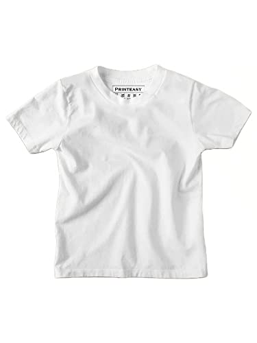 Image of PrintEasy� Kids Plain Cotton Round Neck Short Sleeves Unisex White T-Shirt for Boys & Girls