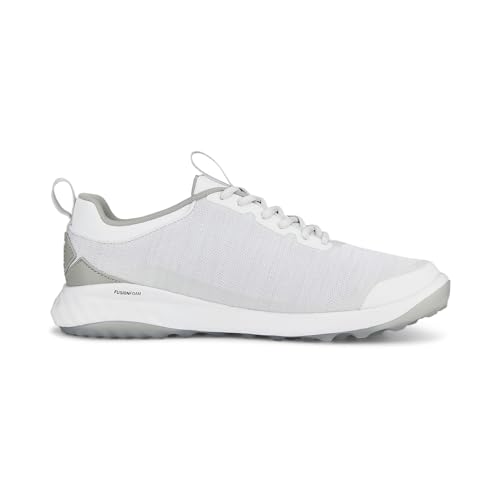 Image of Puma Men's Fusion Pro Golf Shoes, 23 Fall Winter Color Puma White /Puma Silver /Flat Light Grey (377041) (05), 8.5