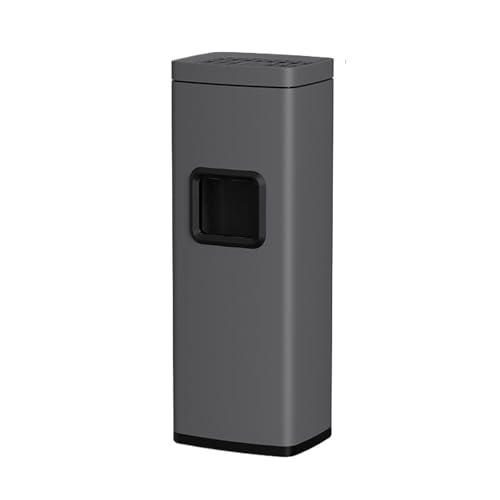 Papelera de acero inoxidable gris con cenicero extraíble de alta resistencia