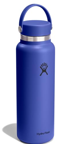 Image of Hydro Flask Water Bottle - Insulated Stainless Steel - Wide Mouth Flex Lid, Non Spill, Leakproof and Refillable in 40 Oz Capri Blue