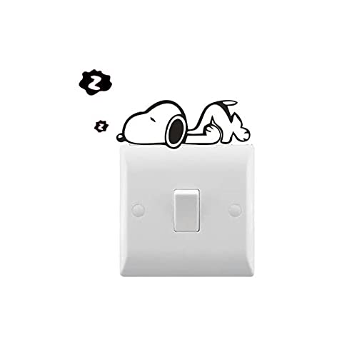 Autocollant fantaisie en vinyle amovible et étanche pour interrupteur de chambre à coucher Motif chien endormi 4 x 8 cm