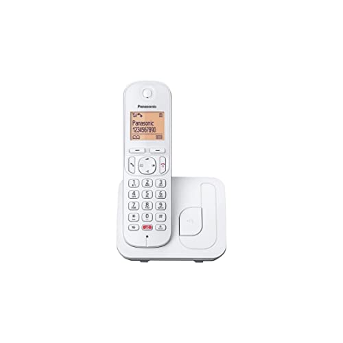 Panasonic KX-TGC250SPW Digitales Schnurloses Telefon für Senioren mit Anrufsperre, leicht zu lesendes Display, Freisprecheinrichtung, Wecker, Einzel-Kopfhörer, Weiß.