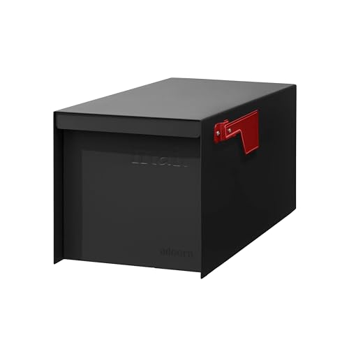 Adoorn Post Mount Outdoor Mailboxes - Large Decorative Mailbox for Letters and Packages - Weatherproof Construction - Durable Steel - Magnetic Closure - 9.5 H x 9.5 W x 20.75 D - Black