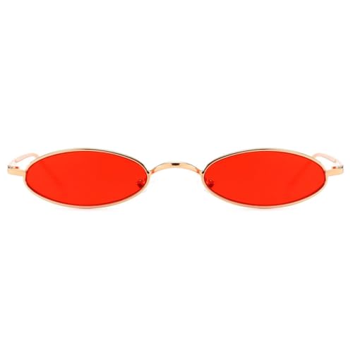 MOBUTOFU Gafas de Sol Vintage con Montura Metálica Fina y Tonos Ovalados, Ultra Ligeras PC y Metal, Ideales para Viajar Mujer y Hombre