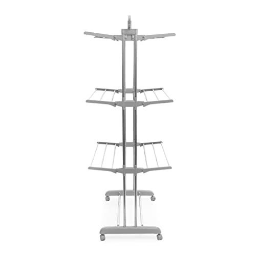 InnovaGoods® Tendedero Plegable Vertical con Ruedas Folver 24 Barras, Seca la Ropa de Forma cómoda y práctica, con 24 Barras, diseño Plegable y con Ruedas, Ideal para el hogar