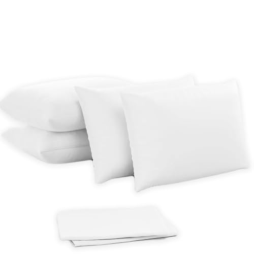 Juego de 4 fundas de almohada para ama de casa, cierre de sobre, ultrasuave, de fácil cuidado, 100% algodón egipcio, funda de almohada lisa para dormitorio, 50 x 75 cm (blanco)
