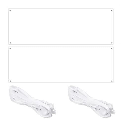 WestCH 2 Pièces Bannière Vierge 180x60cm Banderole Personnalisée Bannière Vierge à Peindre avec 2pcs 10m Corde à Suspendre pour DIY Peinture Mariage...