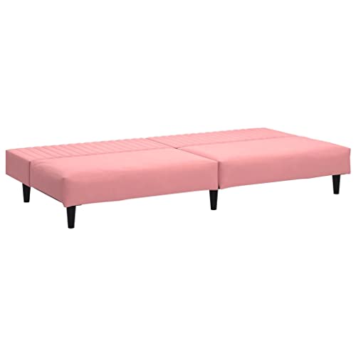 Sofá cama de 2 plazas terciopelo rosa mueble convertible pequeño 7
