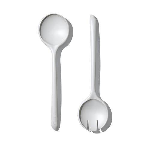Salad Serving Spoon and Fork Set - Made in Australia with Certified Recycled Food-Safe Plastic Kitchen Utensils -, Lightweight and BPA-Free - Salad Tossers - Ideal for Salads, Pasta, and More (Salt)