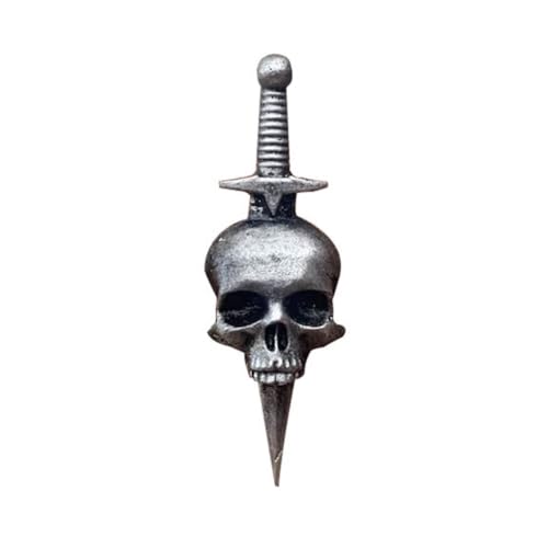 Image of XAGMODSHN Gothic Skull Daggers Badge Pin Vintage Horror Skeleton Brooch Crossing Swords Badge Clothing Pin Jewelry Lapel Pin